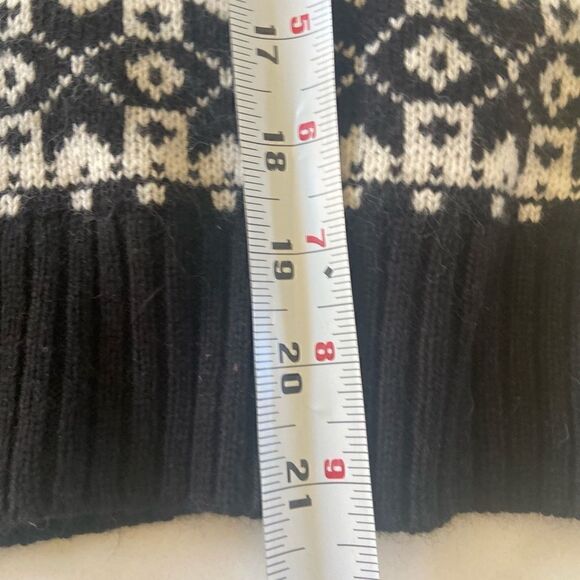 Talbots Cardigan Sweater Medium Petites Black Ivory Lams Wool Cashmere Women’s - Picture 8 of 9